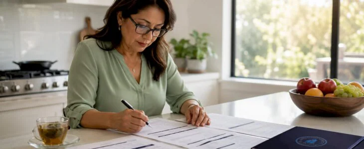 Woman reviewing Florida business formation documents