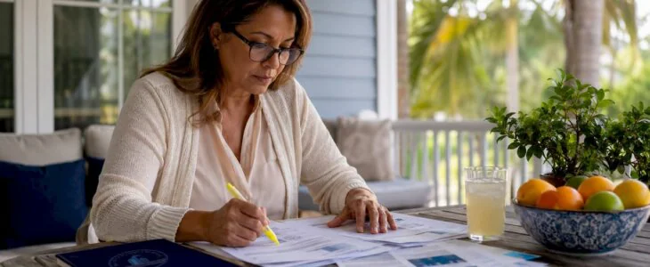 Florida homeowner reviewing foreclosure documents