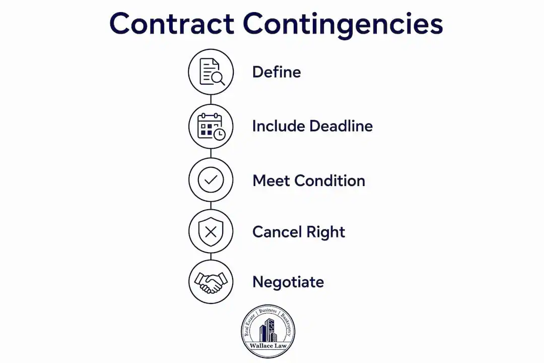 Infographic displaying real estate contract contingency steps