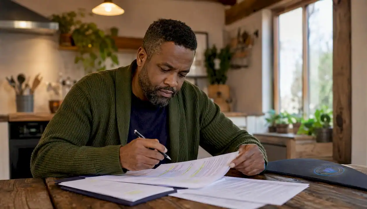 Man reviewing chapter 7 bankruptcy papers